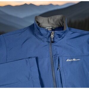 Eddie Bauer Full-Zip Windfoil Elite Soft Shell Jacket Men L Cinch Waist-EUC